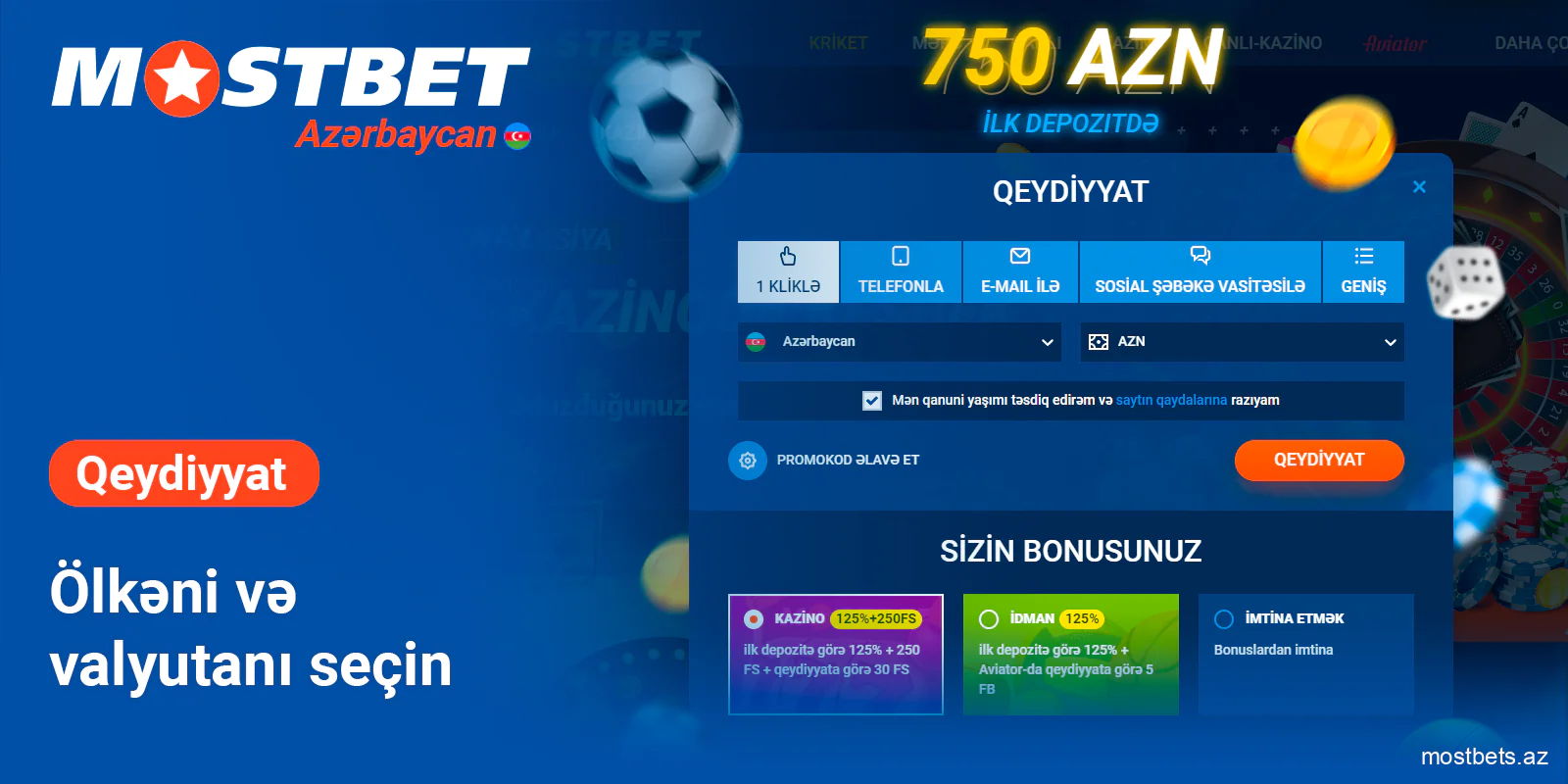 Azərbaycan və AZN - Mostbet seçin